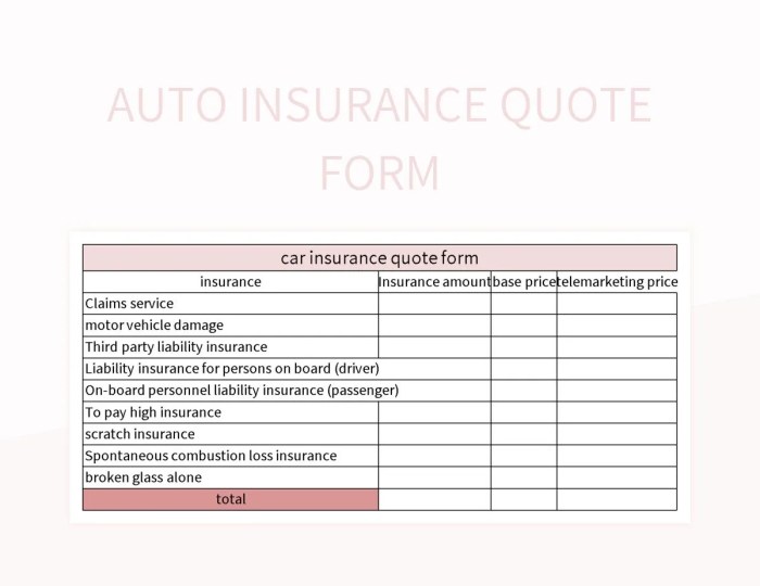 Standard Auto Insurance Quote Form Excel Template And Google Sheets ...